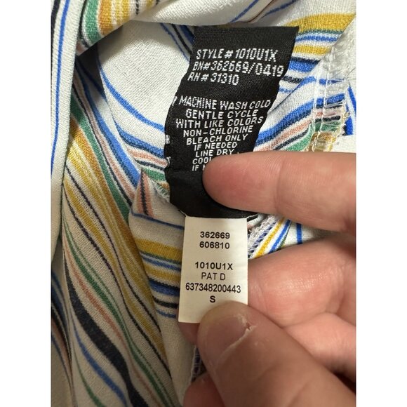 IZ Byer Stripe Top Blouse Tie in Back Size Small Polyester Office Party Teacher - Picture 9 of 10